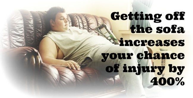 Getting off the sofa increases your chance of injury by 400%