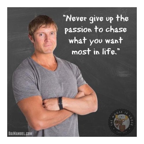 never give up on chasing your passions quote