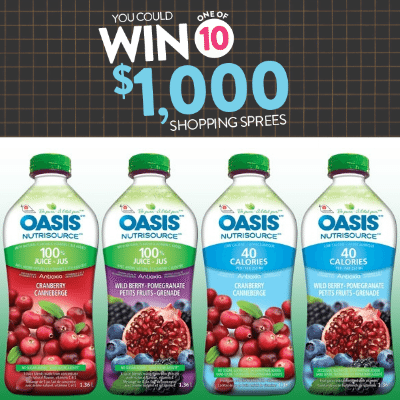 Win 1 of 10 1000 shopping spree oasis juices