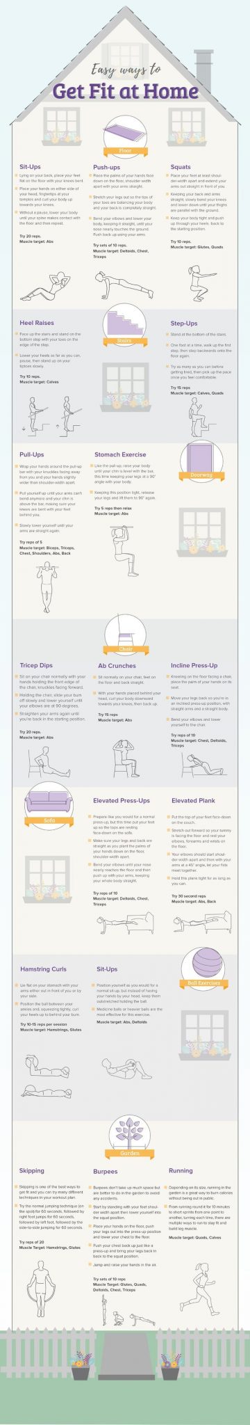 easy ways to get fit at home infographic